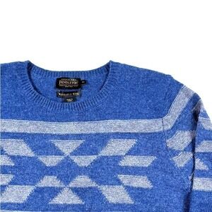 Pendleton Washable Wool Blue Sweater Southwestern Aztec Womens XL NWT